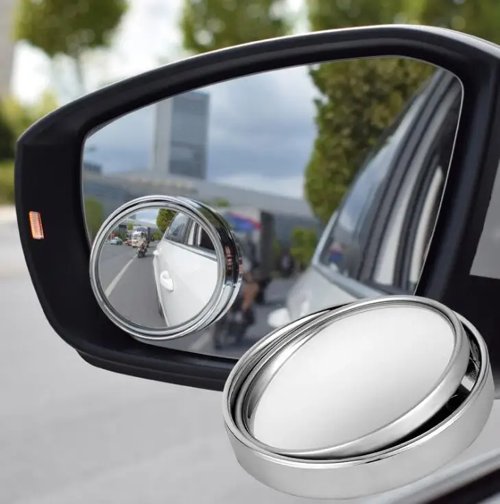 Blind Spot Mirror 2 Round HD Glass Convex Wide Angle 360°Adjustable Rear View Mirror for Universal Vehicles Car Fit w/ 3M Stick on Adhesive 