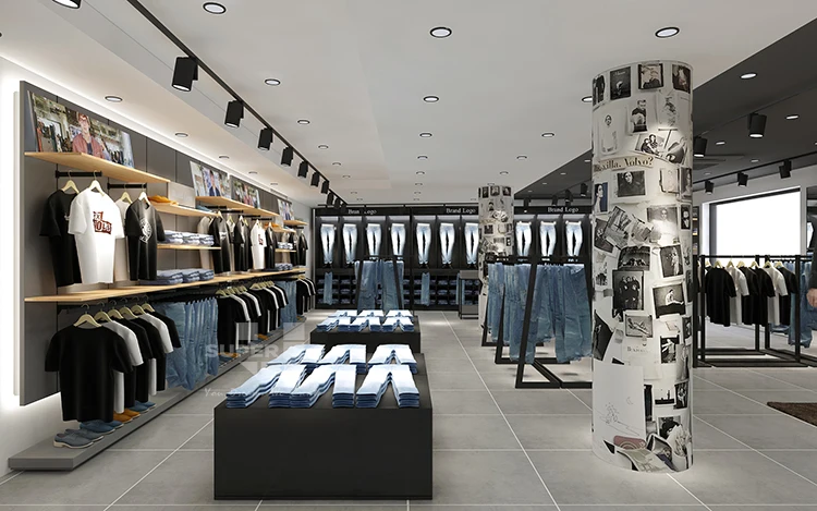 Garage de vêtements en bois métal pour hommes, nouvelle idée de Concept,  boutique de vêtements