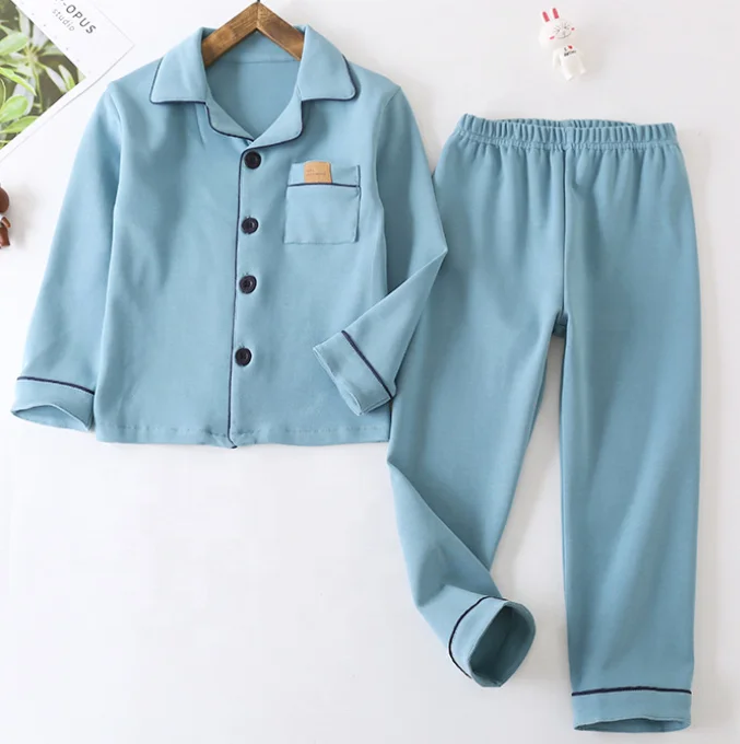 
2019 New style cotton longsleeve top and pants pajamas set for unisex children 