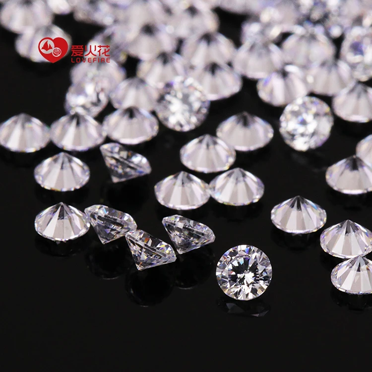 5a Grade Synthetic Diamond Cut Cz Gems Stone Loose White Small  Round Cz Cubic Zirconia