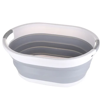 Gery 1-Pack Collapsible Plastic Foot Bath Basin Foldable Laundry Basket with Handles for Soaking & Acupoint Massage