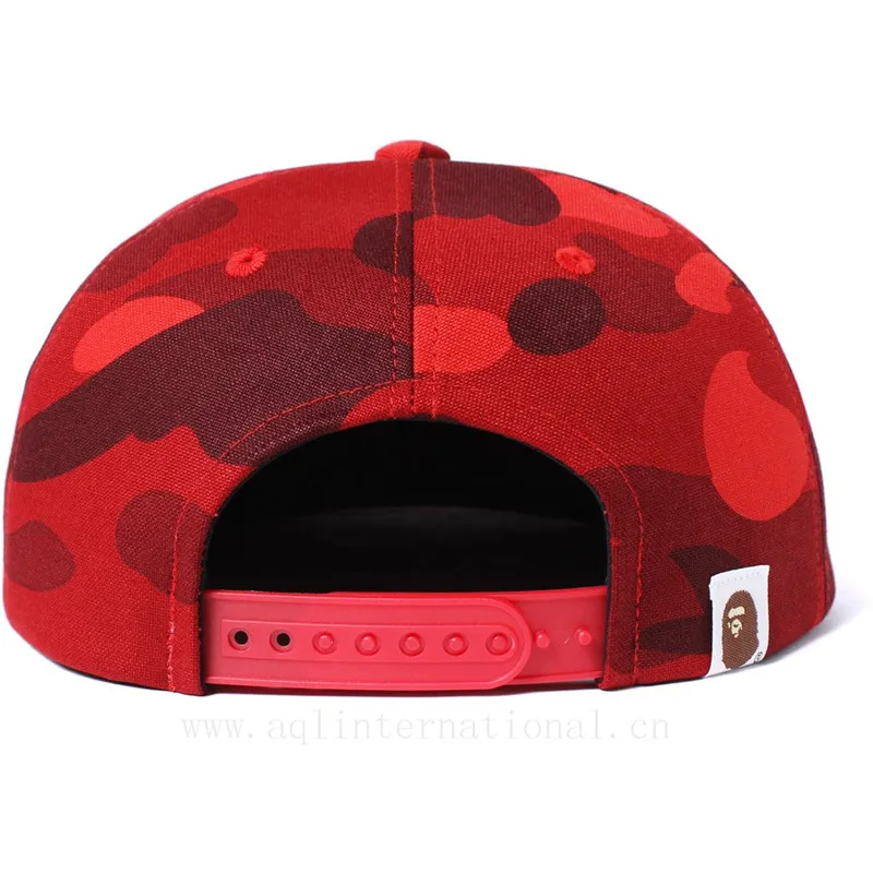 Custom Embroidered Cap Badge Snapback Hat Red Camo Hat