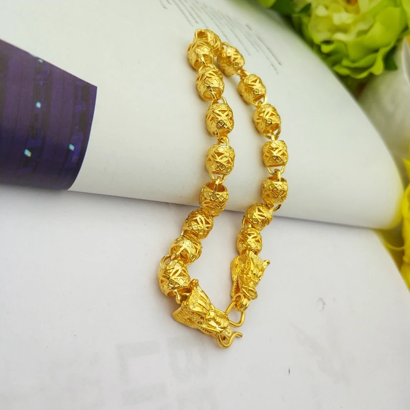 Fashionable good men's bracelet 24K gold plated chain bracelet