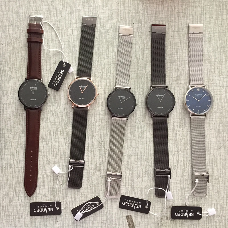 Customized OEM Classic Watch Personal Name Branding Custom Logo Watch Genuine Leather Men Wrist Watch