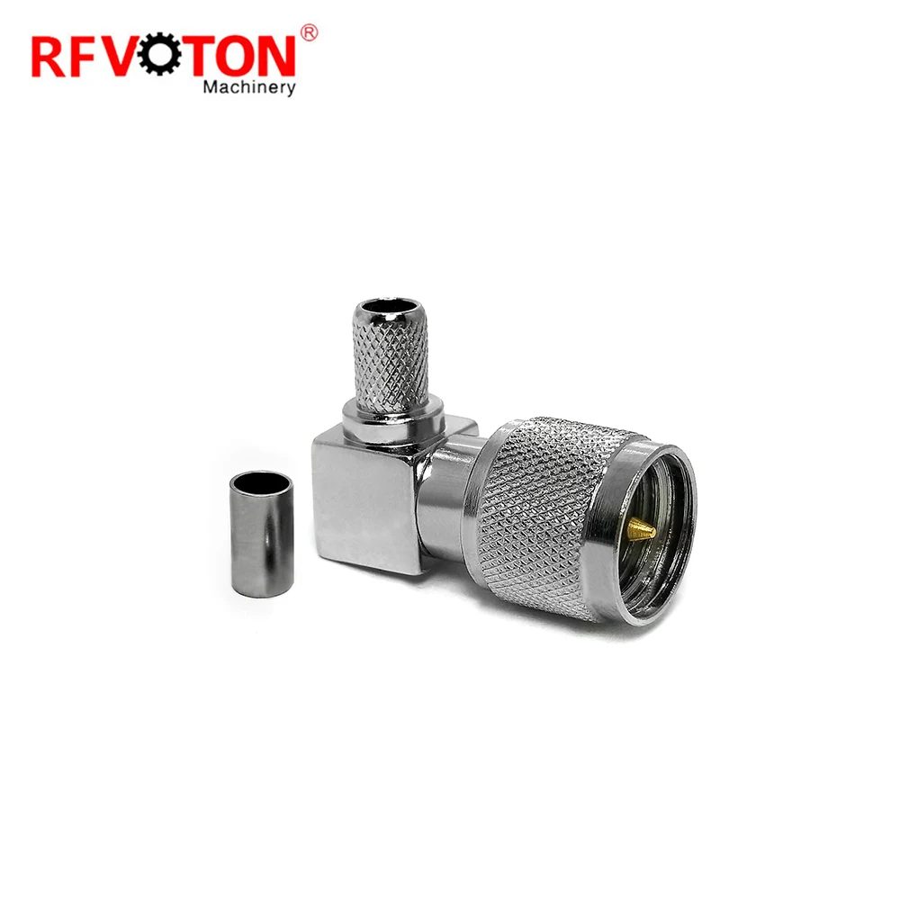 UHF connector rf copper cable price 50ohm rf crimp connector mini uhf male plug for LMR195 RG58 RG142 RG223 RG400 coaxial cable supplier