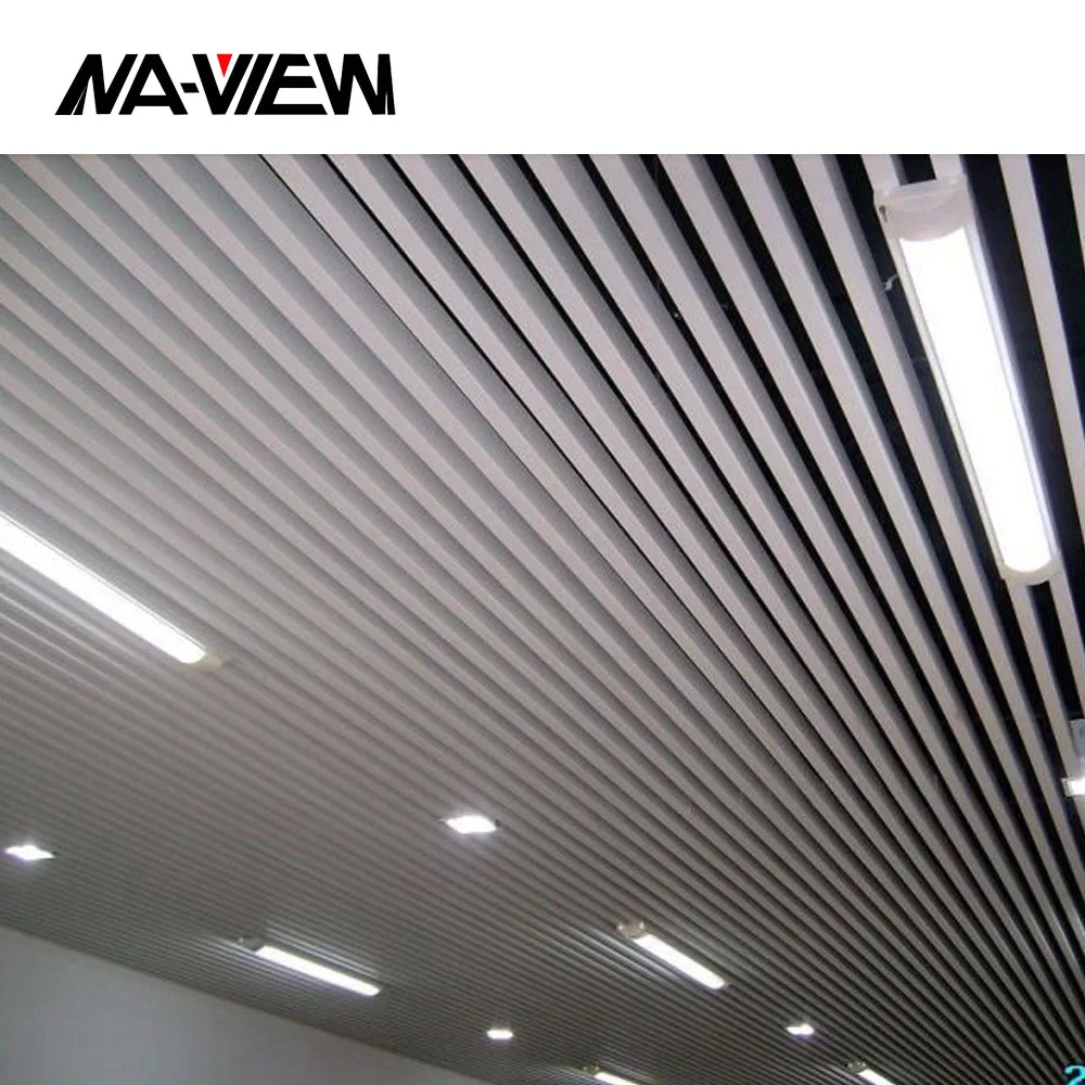 Menards Modern White Drop Ceiling Panel Waterproof Fireproof Aluminum Alloy Strip Tiles for Hotel Heat Insulation Metal Ceilings