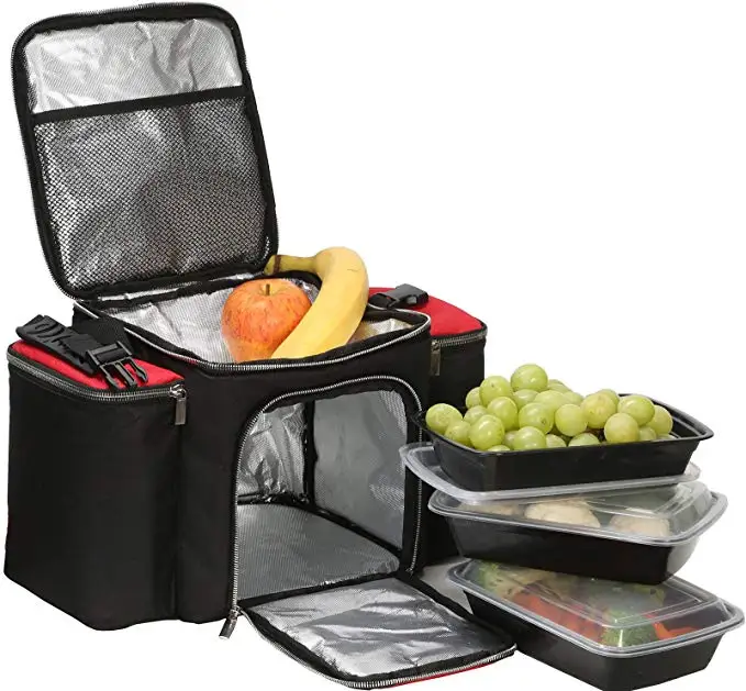 Insulated Meal Prep Bag Food Storage Container Bento Lunch Box Gym Travel Cooler 