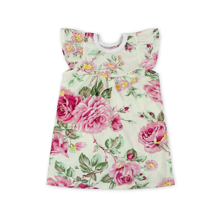 Горячие продажи многоцветный дизайн хлопка с рукавами-крылышками для маленьких девочек летнее платье