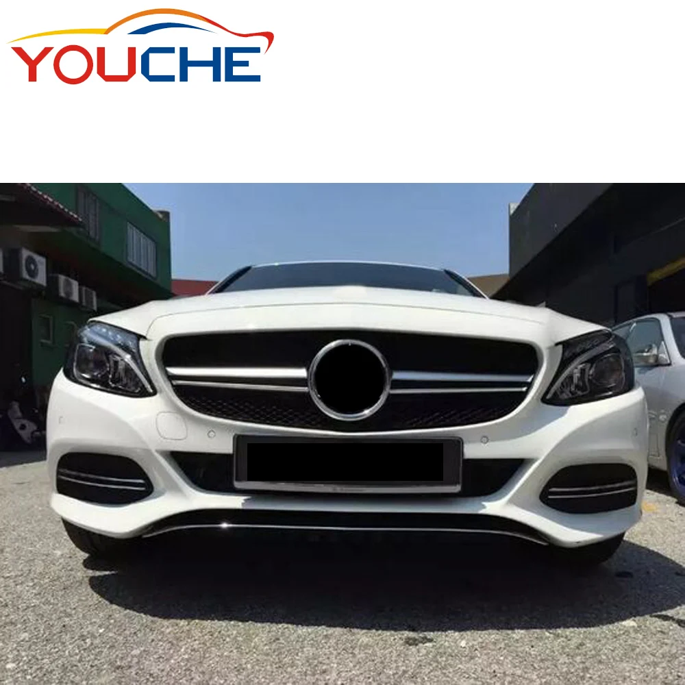 
AMG стиль передний бампер решетка капот для Mercedes Benz C class W205 sport edition 2015-2018 Серебряный ABS решетка 