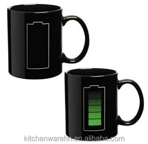 Creative Battery Magic Mug Heat Changing Sensitive Funny Mug Cool Coffee &  Tea Unique Magic Color Changing Cup Novelty Gifts