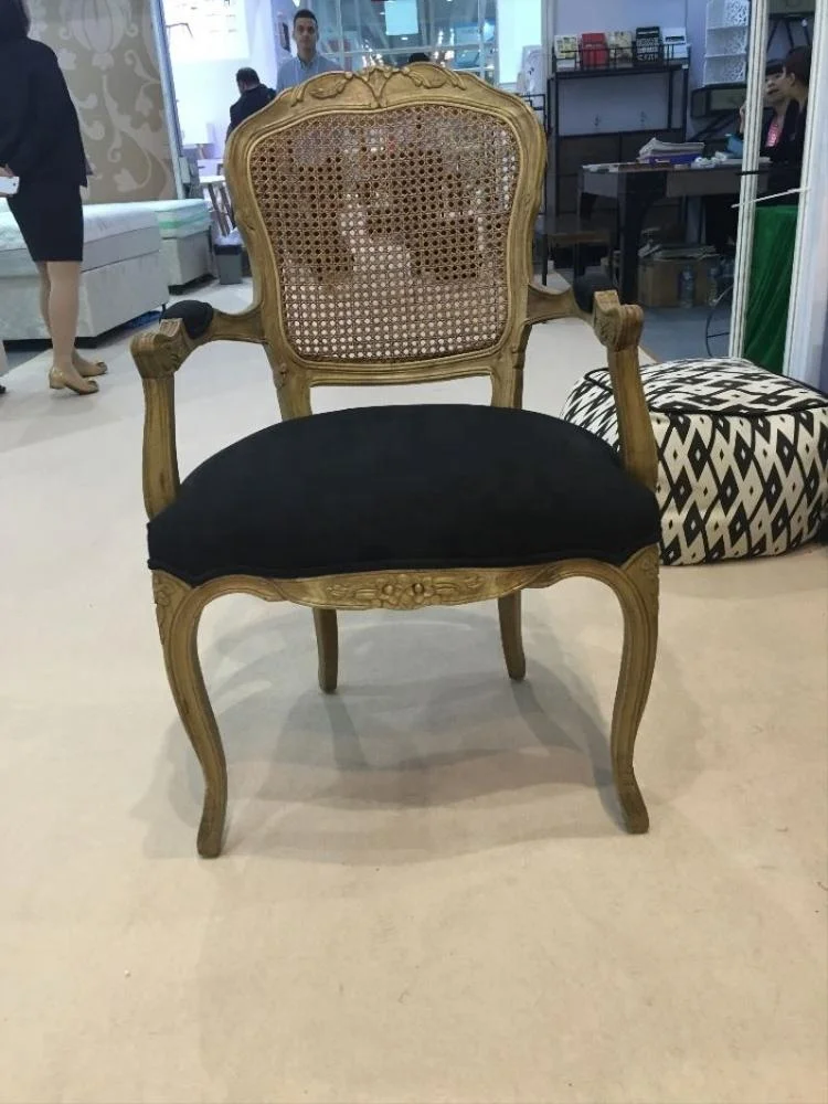 Европейский стиль столовая Античная резная деревянная королевская ткань обеденный стул