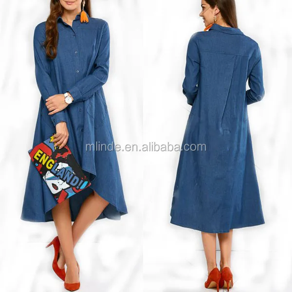 hi low denim shirt dress