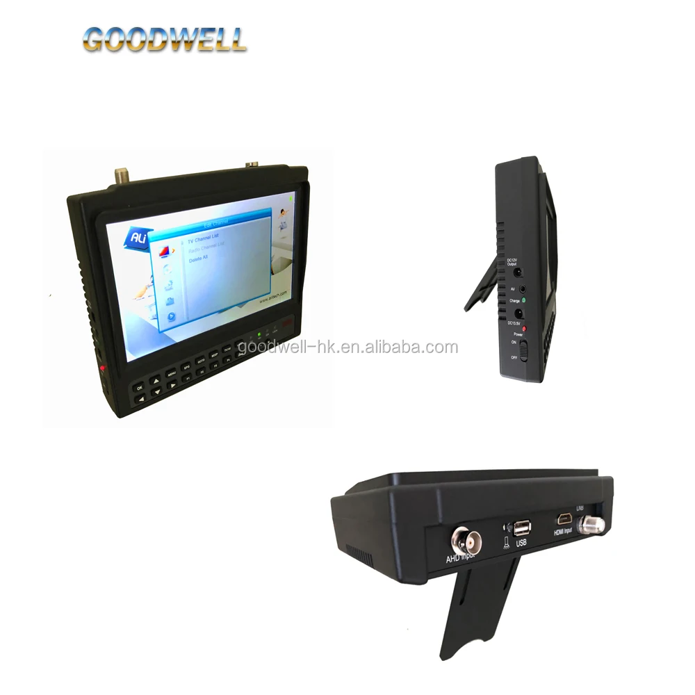 Support AHD CCTV Camera 7" DVB-S Digital Satellite Finder Meter With AV/HDMI Input ,1024x 600