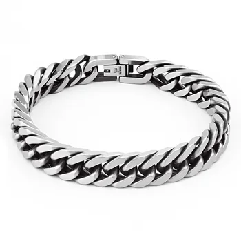 High Polished Stainless Steel 11mm Cuban Curb Chain Men Bracelet