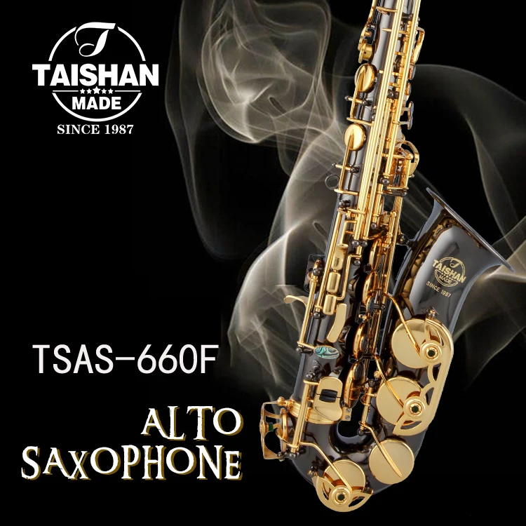Musical Instrument Black Color Alto Saxophone with Gold Keys