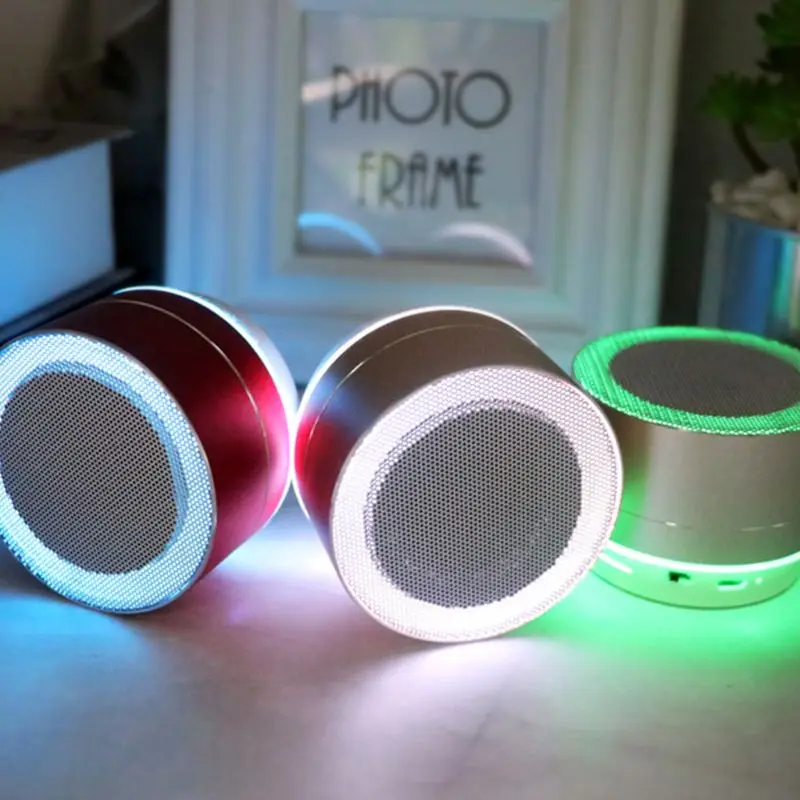 Wireless A10 LED Glowing Bluetooth Receiver Hands-free Music Player Metal Bluetooth Speaker for iPhone xiaomi Oppo
