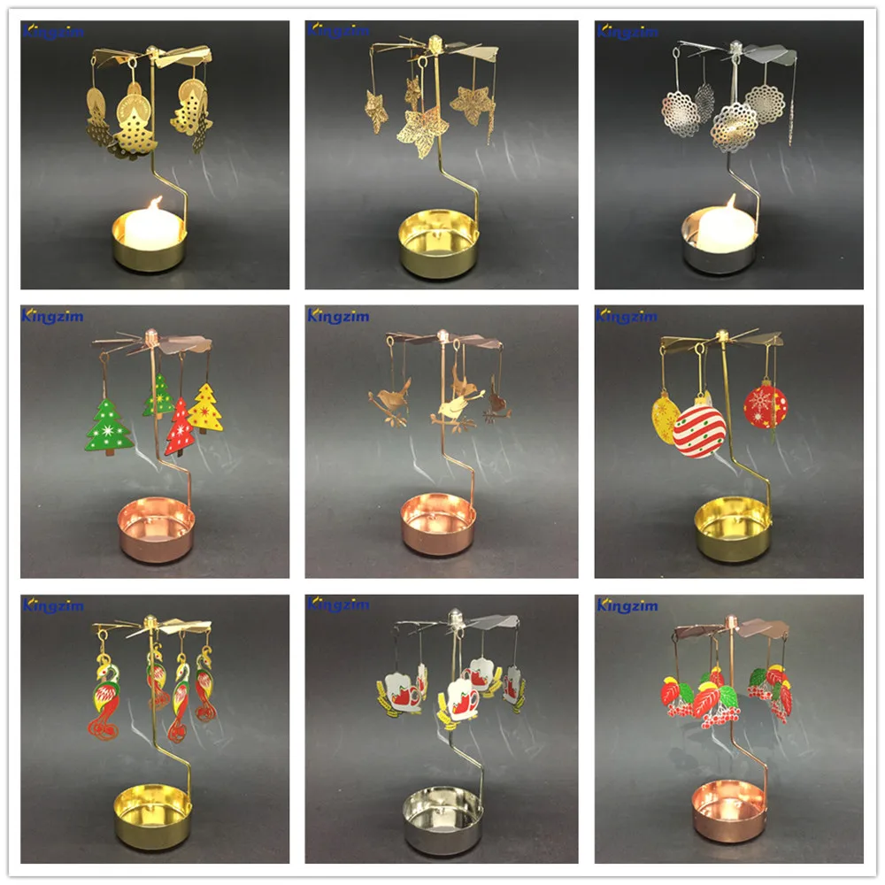 Wholesale Customized Spinning Rotating Maple Leaf Carousel Tealight Candle Holders for Wedding Gift
