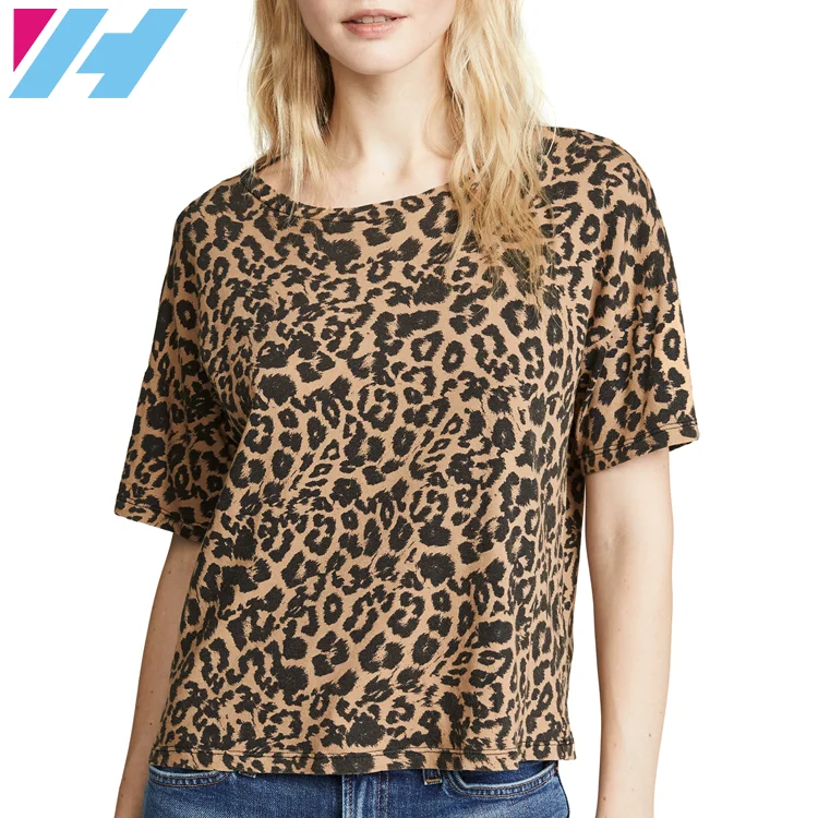 Source Wholesale Womens Clothing Cotton Top Leopard Print Casual