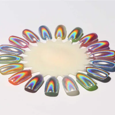 
The Best Quality Holographic Metallicnail art glitter aurora mirror chrome effect nail pigment powder 