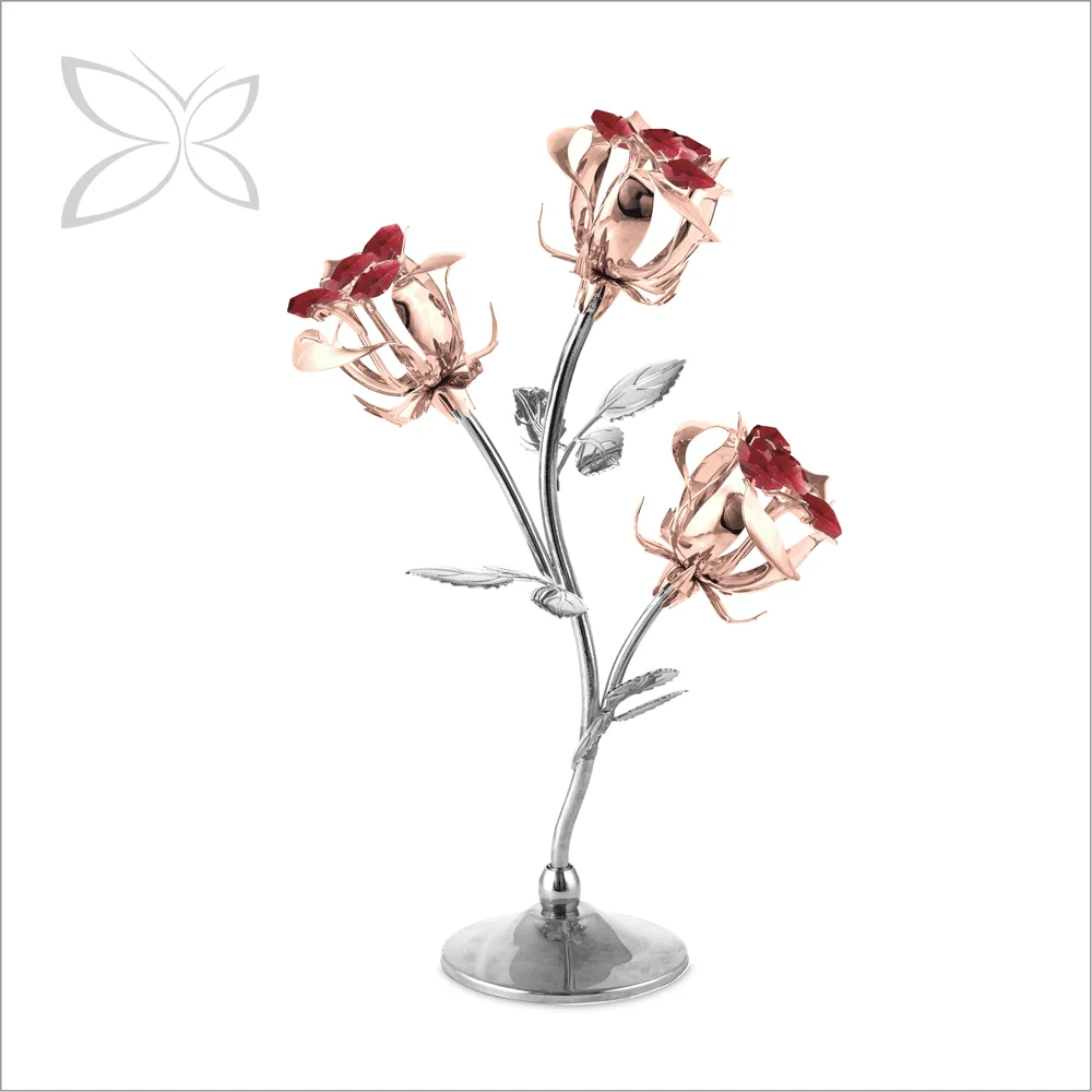 rose gold figurine decorated with brilliant cut crystals rose