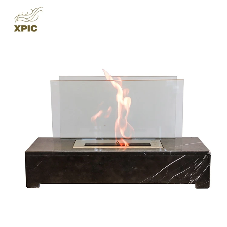 Cheap Price Custom Modern Black Marble Gas Fireplace for Garden