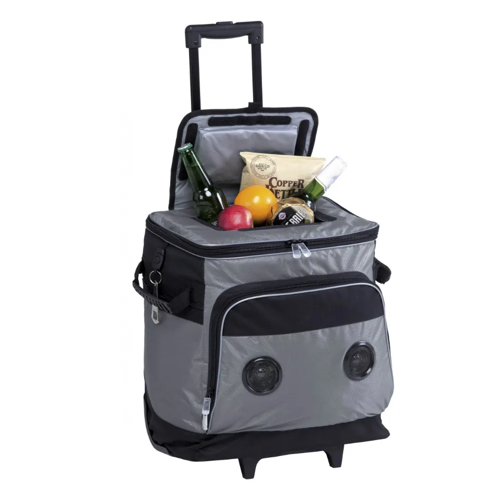Radio Speaker Trolley Cooler Bag,Wheeled Music Cooler Cool Box Case,Rolling  Picnic Thermal Lunch Insulated Ice Pack Bag - Buy Wheelie Cooler 