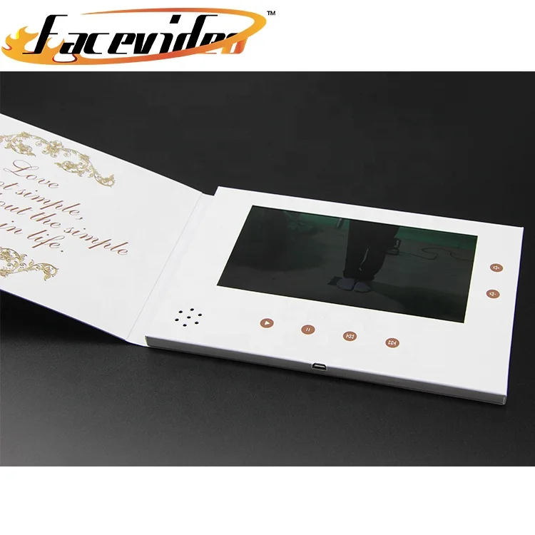 Hign Quality Printing 7 Inch LCD Display Video Greeting Card Wedding Video Invitation Card Gift Video Brochure Thank You Card