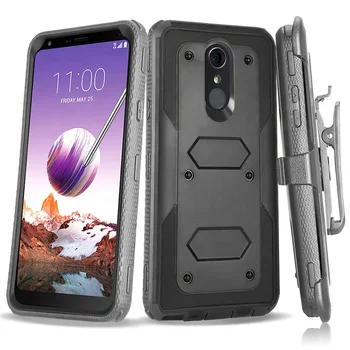 2 in 1 tpu pc belt clip back phone case for LG Q Stylo 4, for LG Q Stylo 4 case kickstand