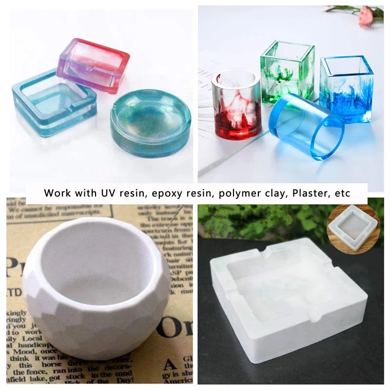 DIY Silicone Epoxy Resin Craft Mold for Coaster Flower Pot and Ashtray