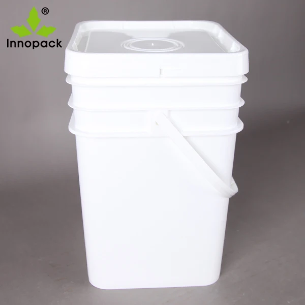 20kg Animal Feed Bucket square Plastic Pail with Lid White Plastic Container