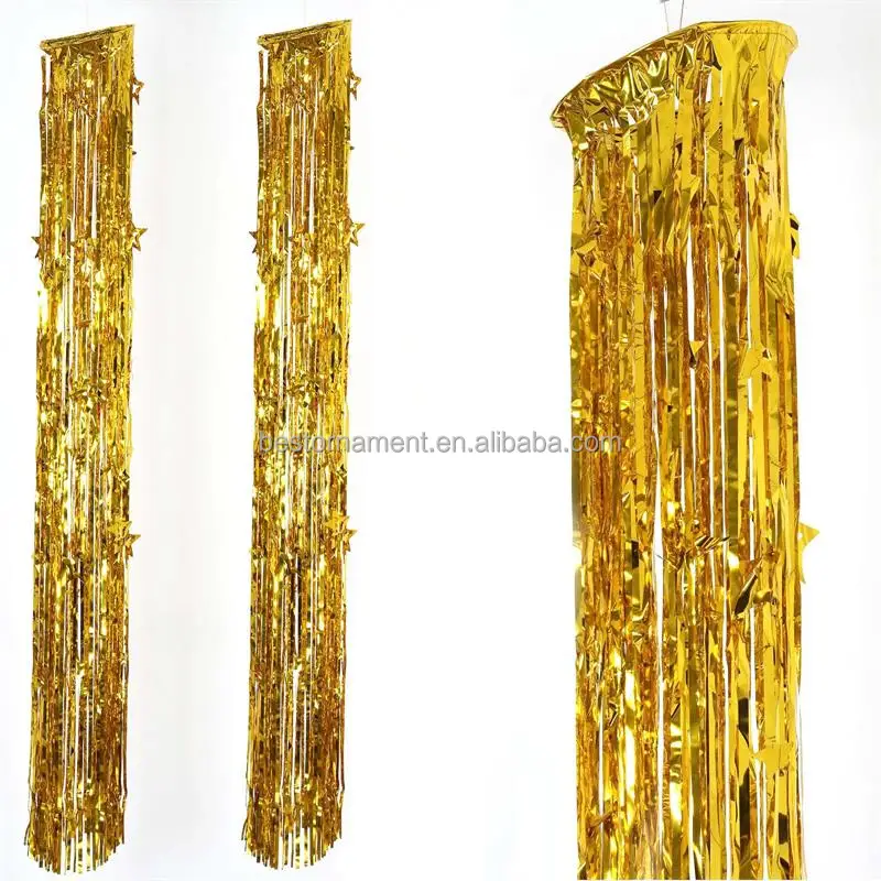 Gold Glinting Metallic Foil Fringe Chandelier - Buy Gold Glinting Metallic  Foil Fringe Chandelier Product on