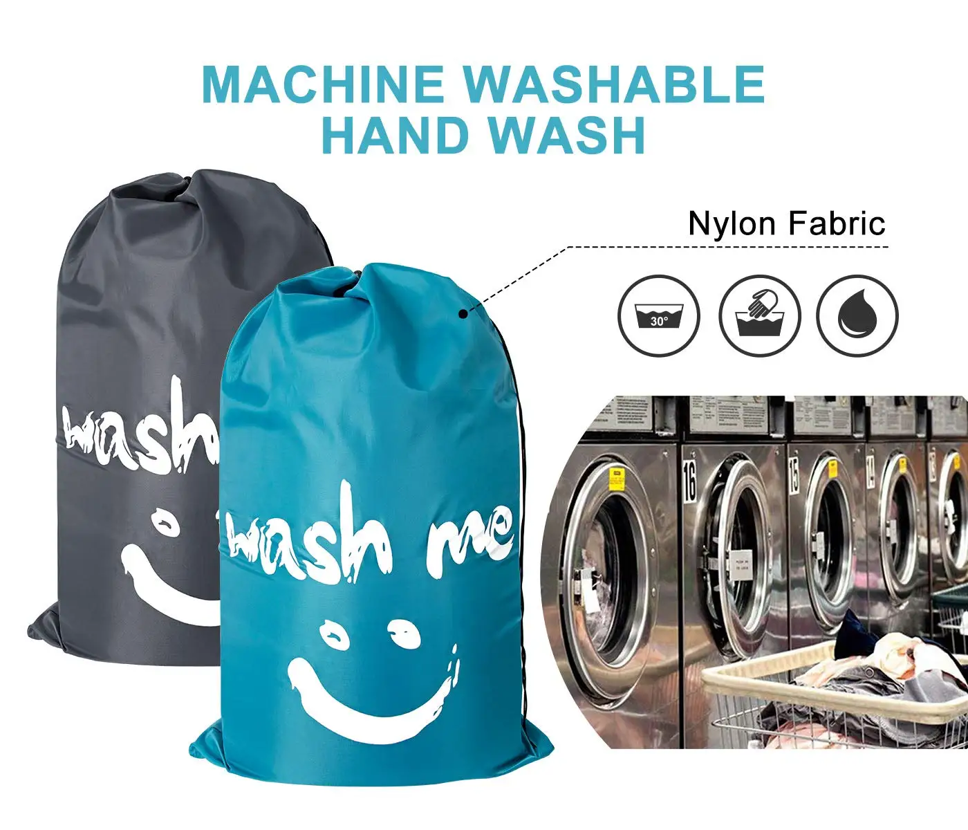 Travel Laundry Bag Nylon Heavy Duty Dirty Clothes Bag With Drawstring