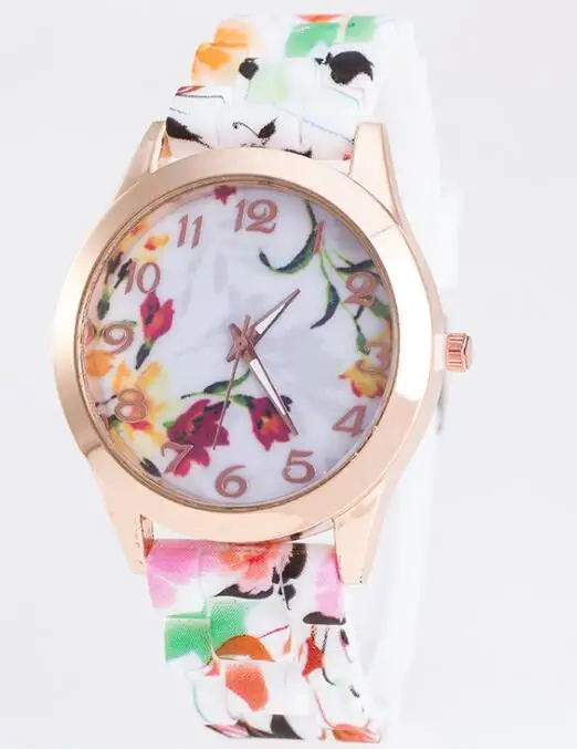 
 Лидер продаж Amazon, женские шикарные спортивные аналоговые кварцевые наручные часы с силиконовым ремешком в цветочном стиле  