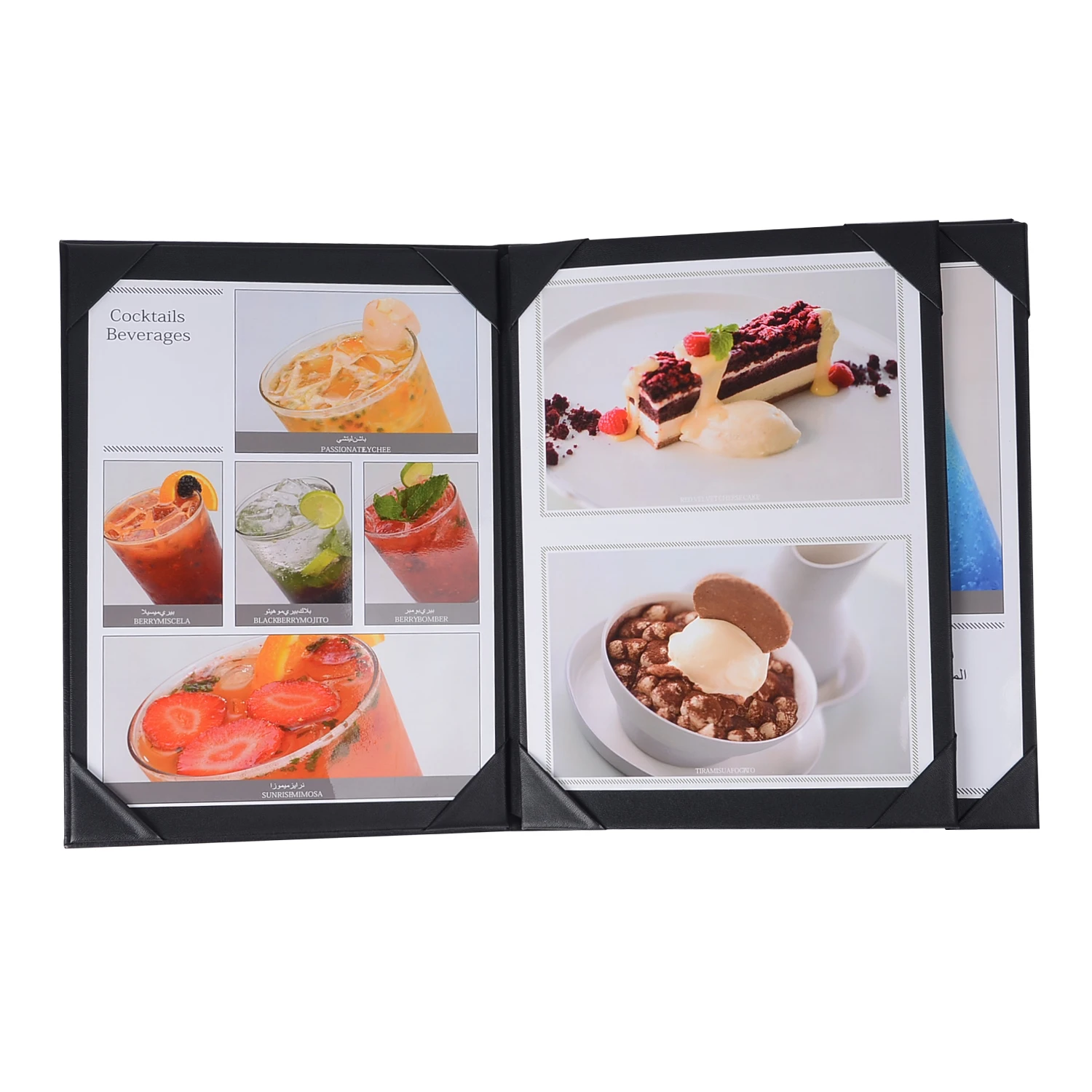 Restaurant Menu Flip Leather Cover With 8 Panels Holder For Restaurant Hotel Menu Folders Buy