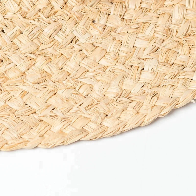 High End Custom Design Women Raffia Straw Hat With Pom Pom Ball