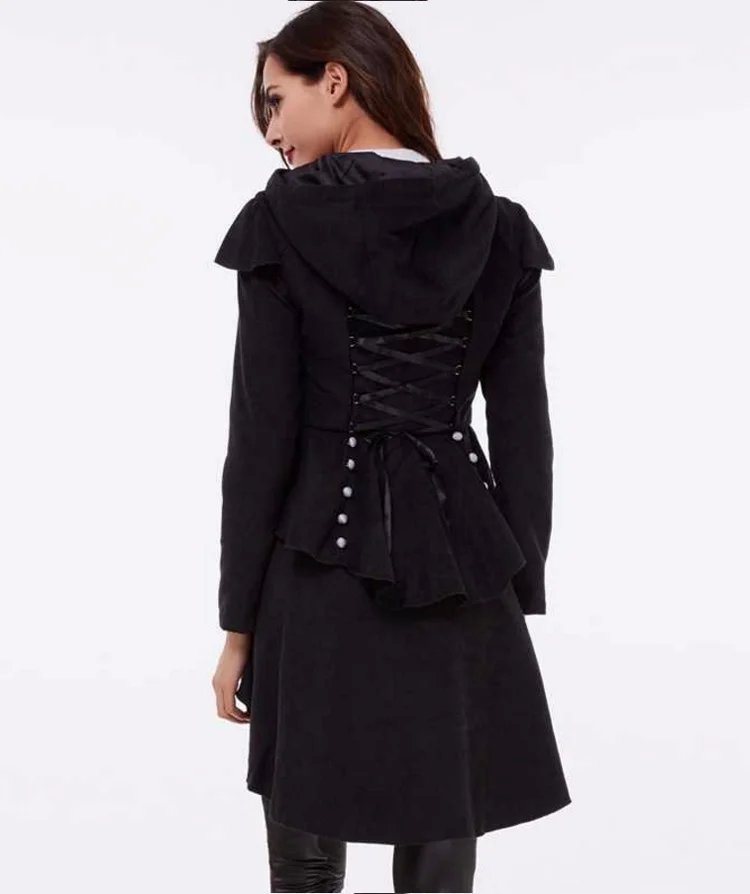 Layered lace up clearance high low hooded coat