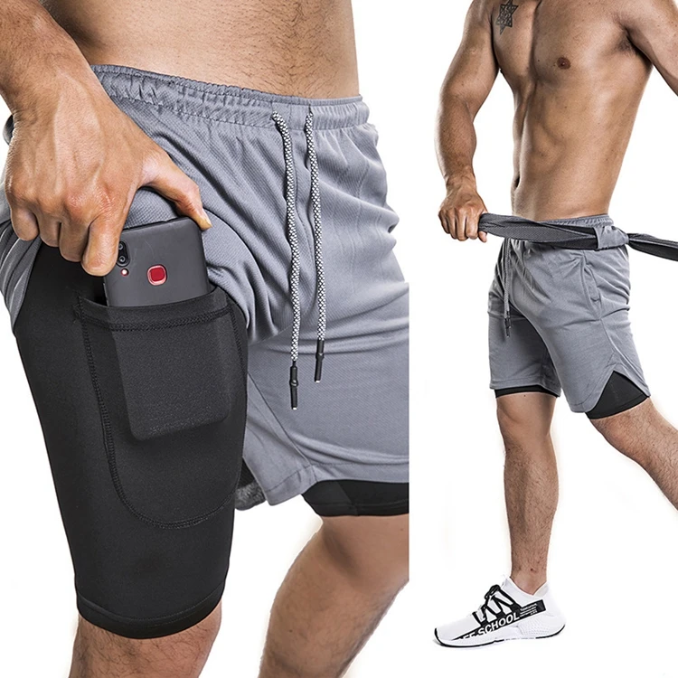 2 in 1 workout shorts men
