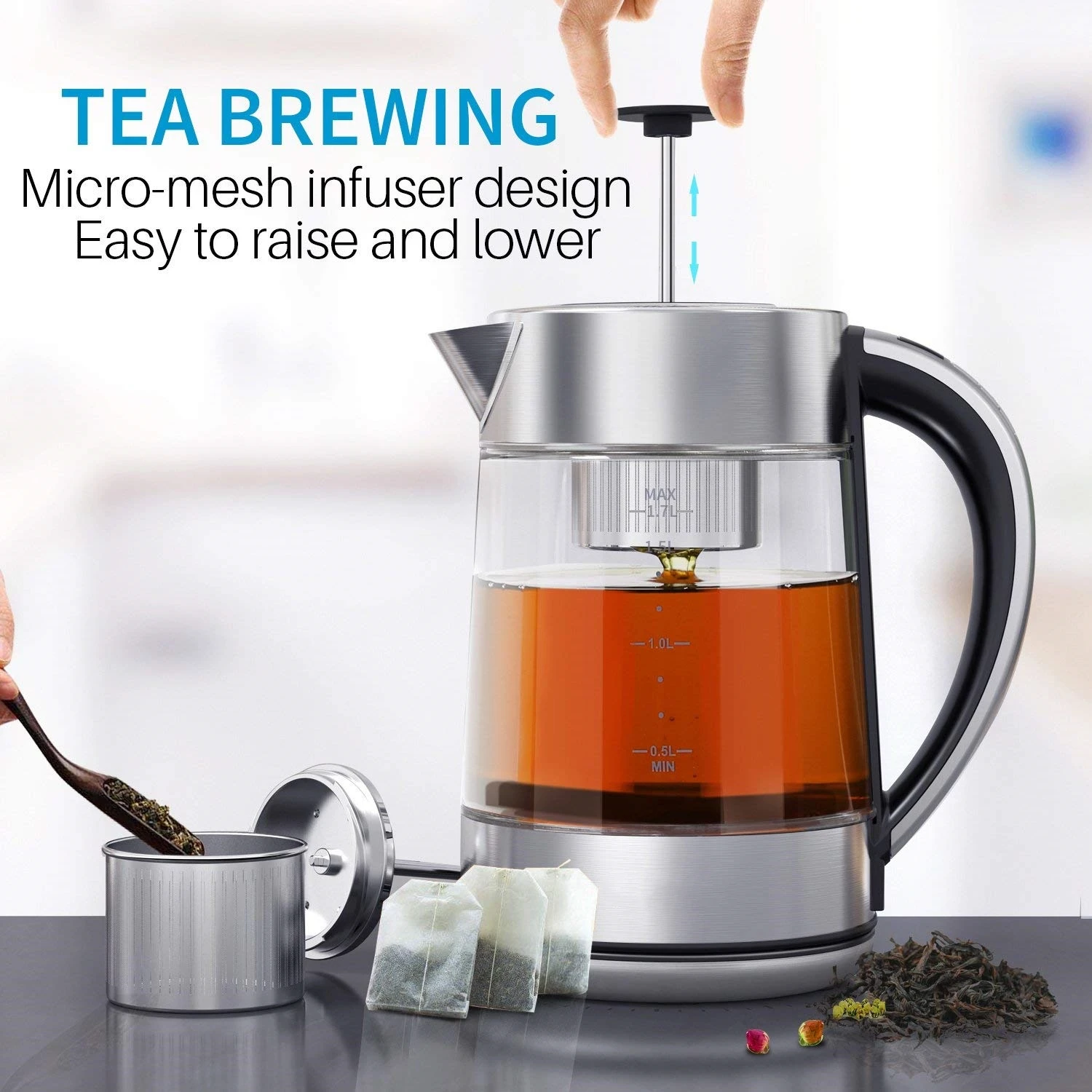 Glass Body Electric Kettle Chaleira Tea Heater Temperature Control