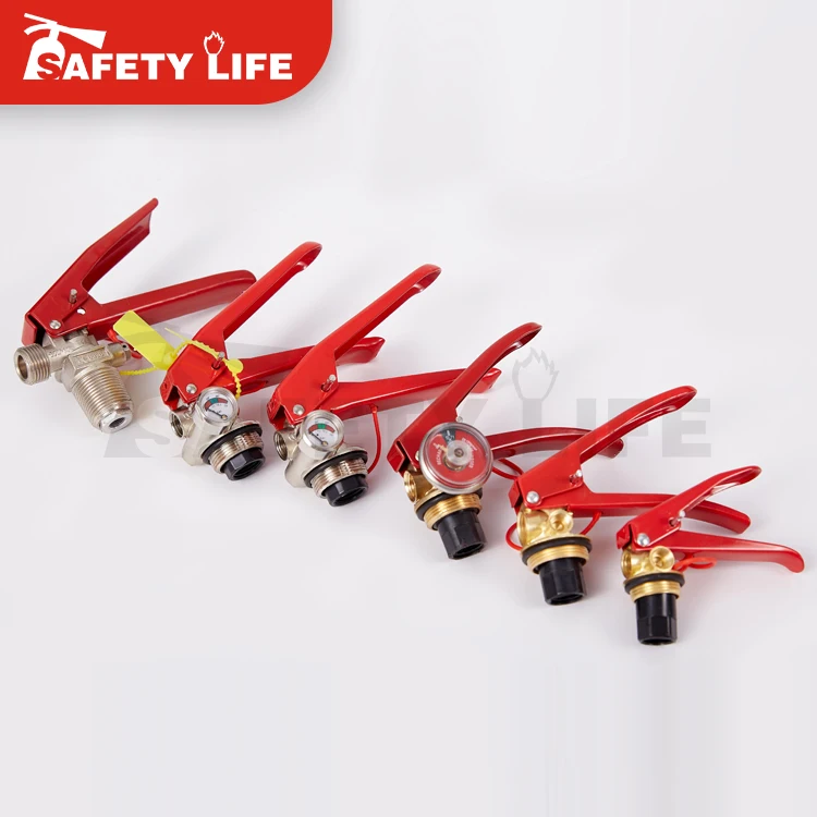 Red Handle Fire Extinguisher Head Landing Valve 212 g in Red and Black Painting Brass Material Chromed Valve