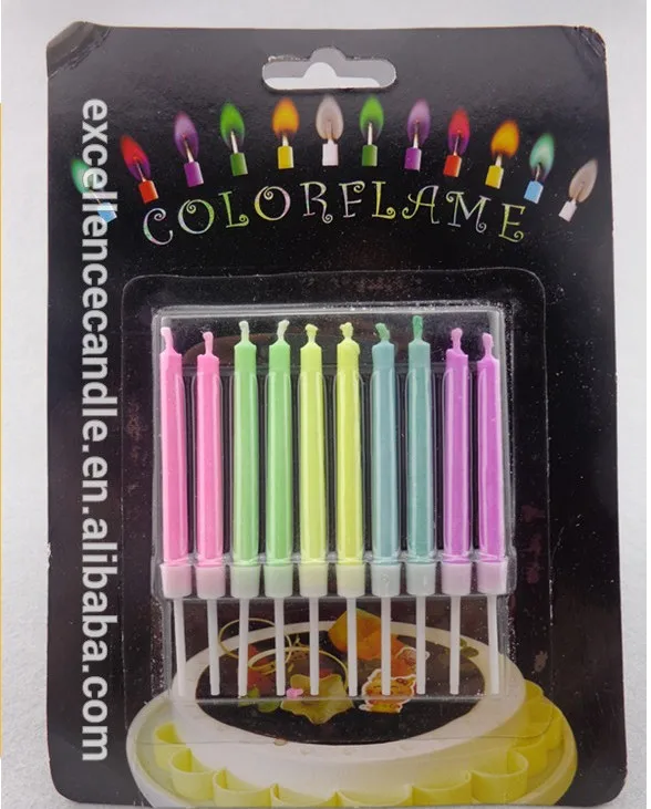 6 Pack Neon Multi Color Flame Novelty Musical Happy Birthday Candles