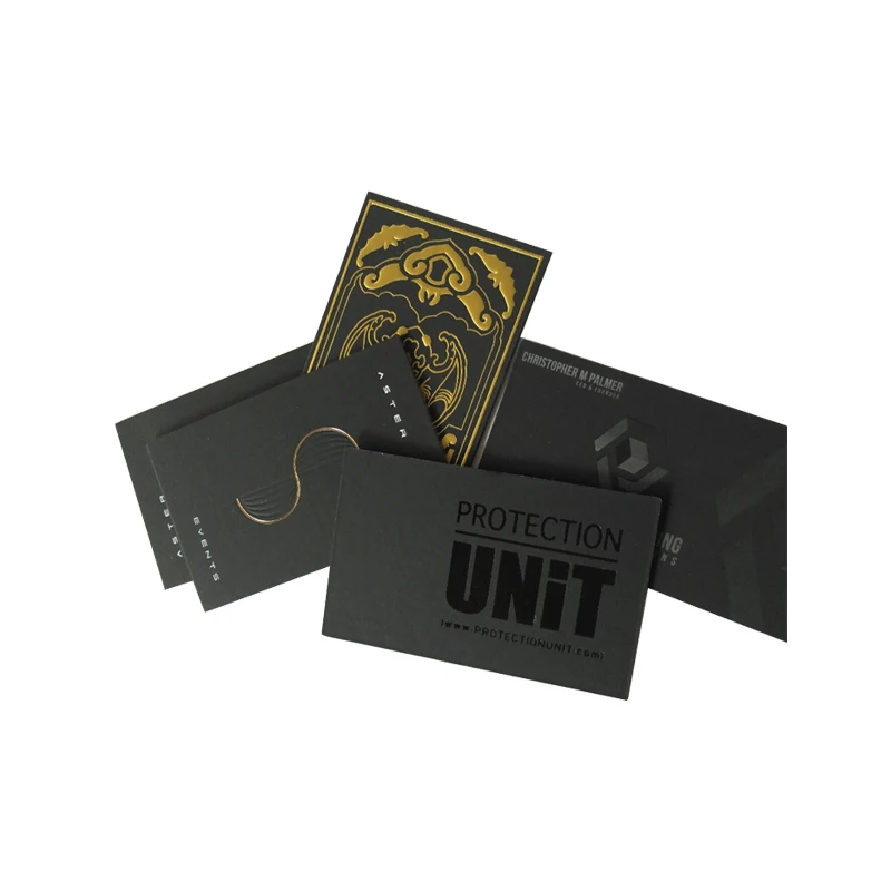 Черная визитная карточка с горячим тиснением 1200gsm