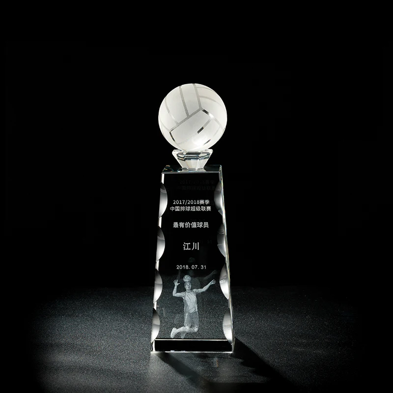 Χονδρικό Crystal Trophy με χαραγμένο λέιζερ Crystal Ball Sports Crystal Block για Χαρακτική