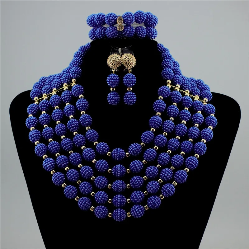 BDHSHKF Nigeria Wedding African Beads Jewelry Set 9 Color Acrylic Beads Making Choker Necklace Set for Women Statement