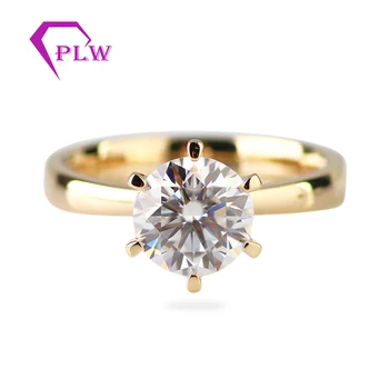 Provence Gem yellow gold trapez band setting 6 prongs moissanite solitaire ring 1.5CT