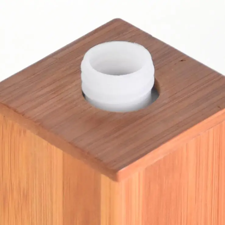 Bathroom Square Bamboo Manual Liquid Soap Dispenser Hand Pump Sanitizer Dispenser Bottle