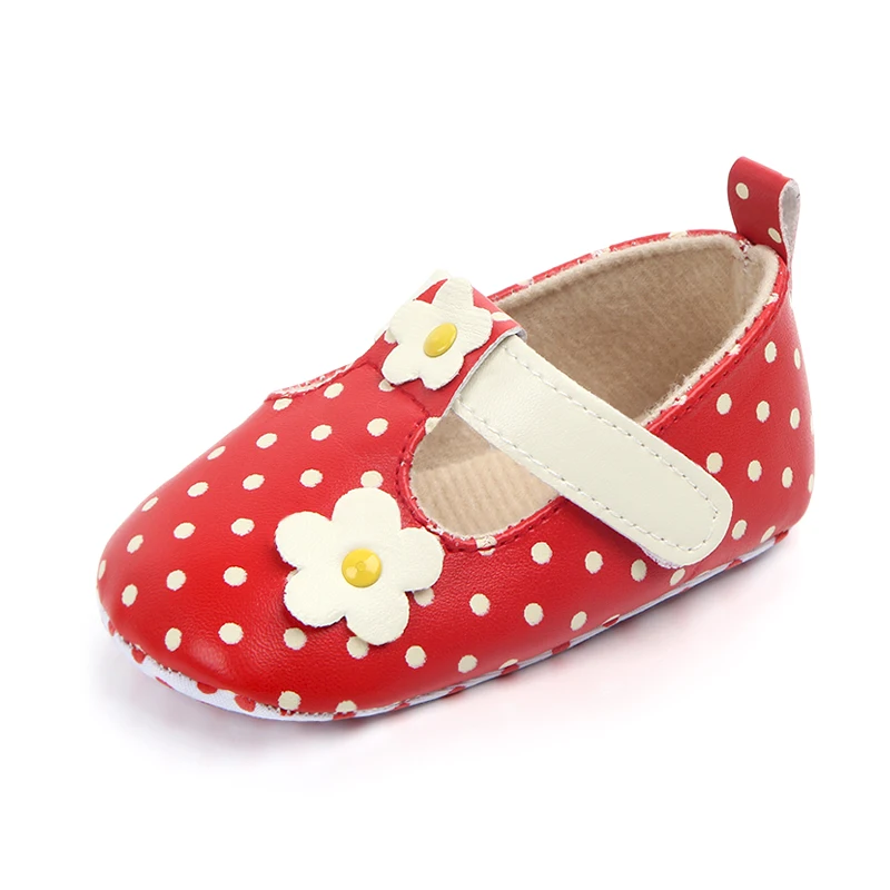Leather Toddler Girl's Red and White Polka Dot Mary Jane Squeaky