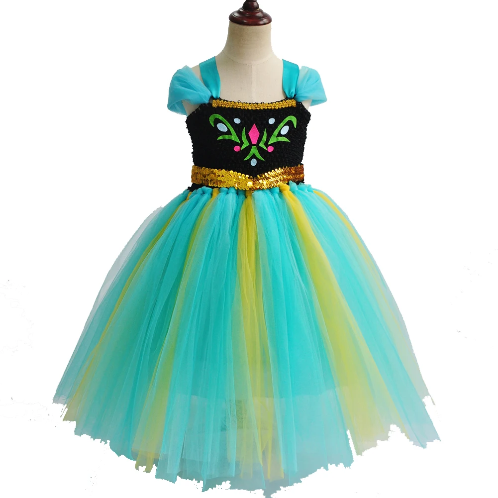 Snow Queen Kids Girls Dress Princess Party Dress Costume with Accessories 3-9Y+ 