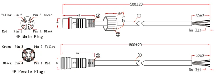 M12 M8 M16 M15 Electric Plug  IP68  IP67 Waterproof 2 3 4 5 6 pin Male to Female  Wire Cable Connector for LED light