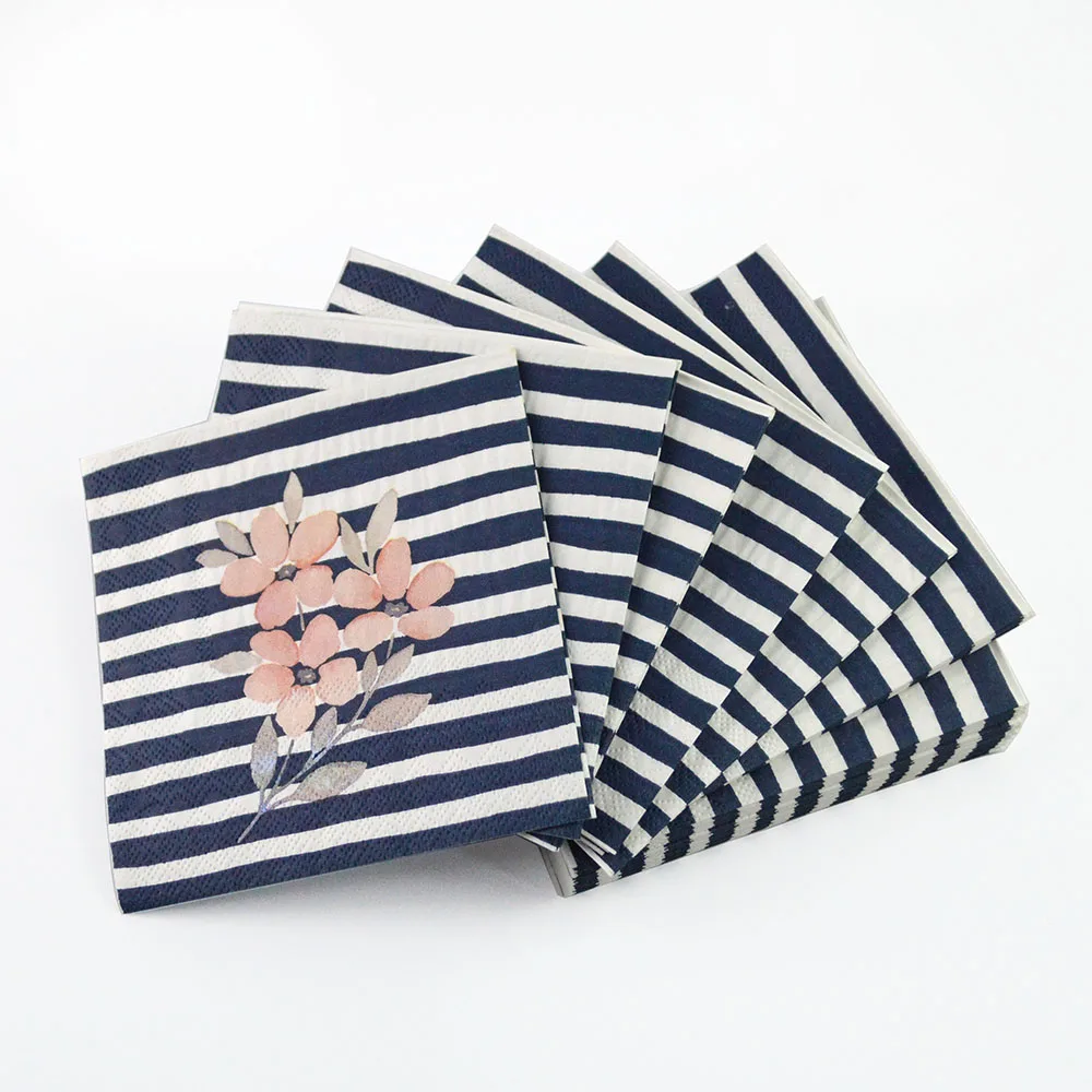 White and Brown Paper Napkin Recycled Pulp Bamboo Customized logo Printing