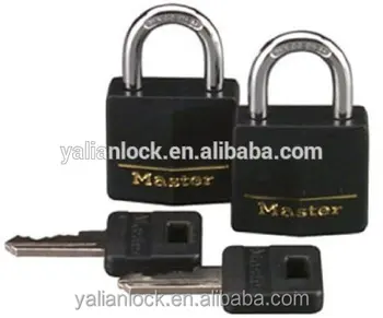 Zhejiang Yalian Brand Master Lock 131T Black Cover, 3/16-inch Shackle, 2-Pack, Solid Brass Keyed Alike Padlock